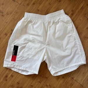 Prada Linea Rossa White Nylon Shorts – Size Small – Designer Shorts